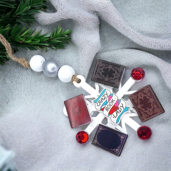 Crazy Book Lady Christmas Ornament: A Whimsical Tribute to Book Lovers! Handmade - Picture 10 of 16